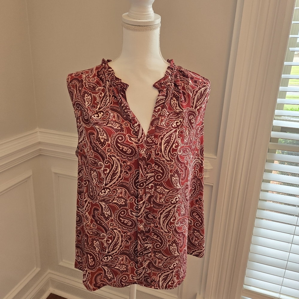 Paisley Print Women's Top - Rust